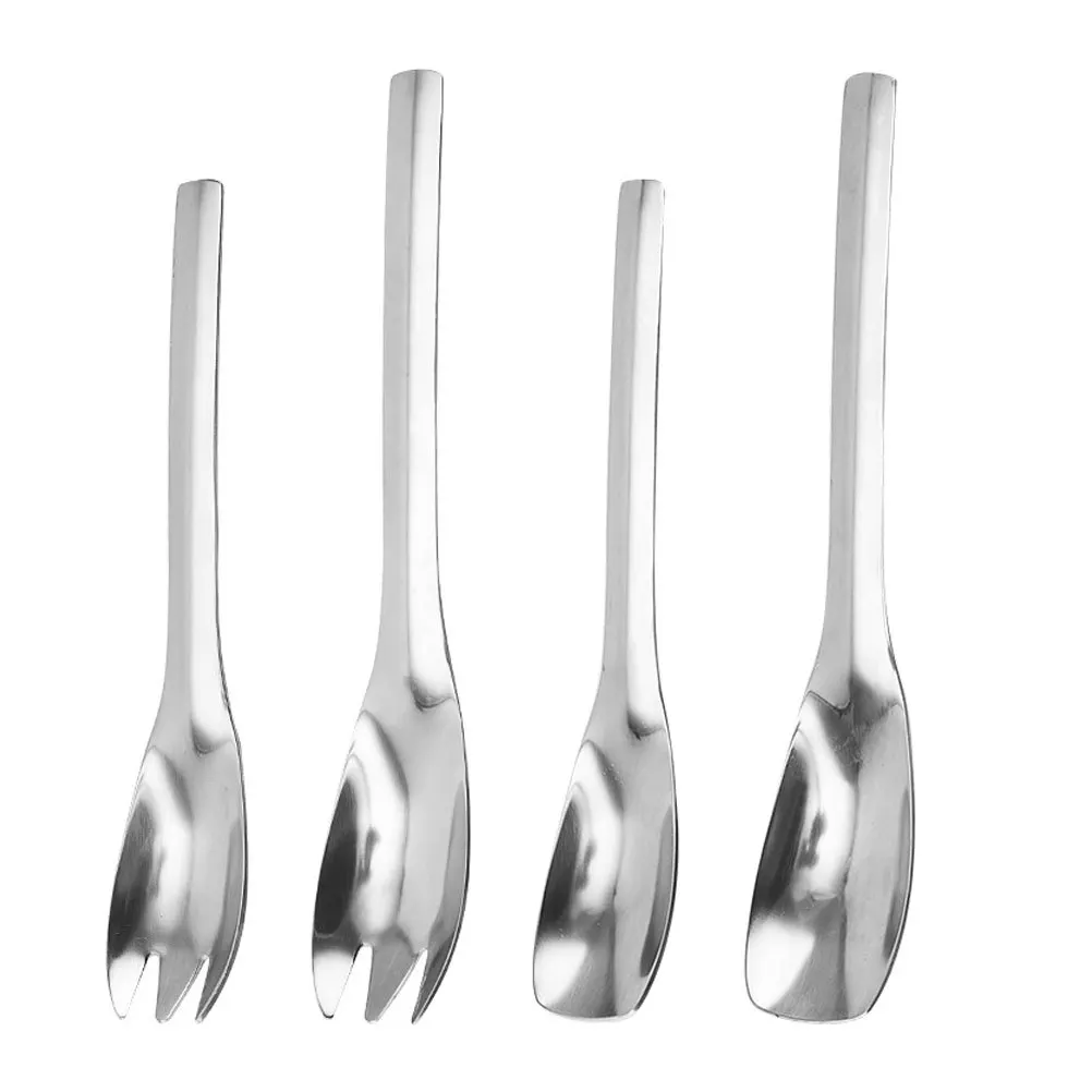 

1Set Stainless Steel Fork Spoon Salad Server Set Practical Reusable Lightweight Serving Utensils for Family Hotel Coffee