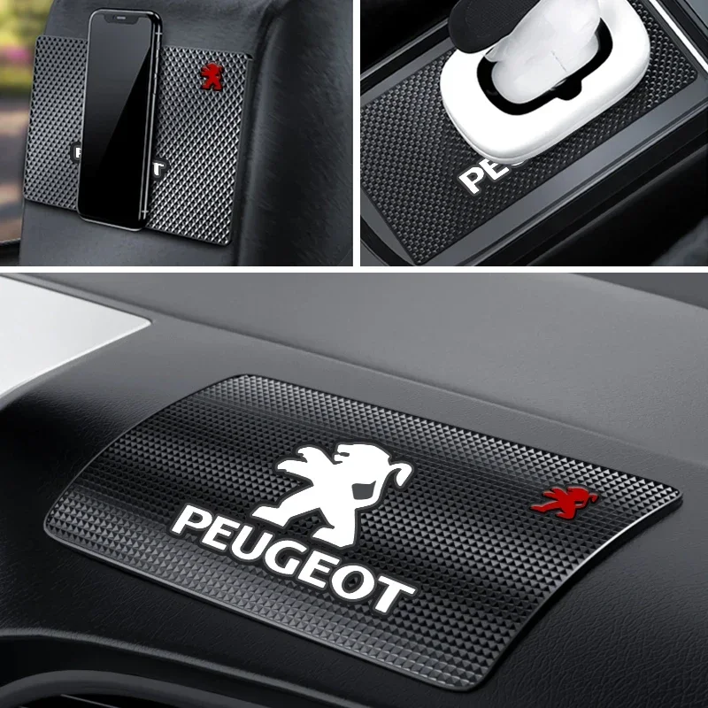 Car Logo Interior Non-Slip Mat For Peugeot 206 307 308 3008 207 208 407 508 2008 5008 107 106 205 4008 Car Styling Accessories