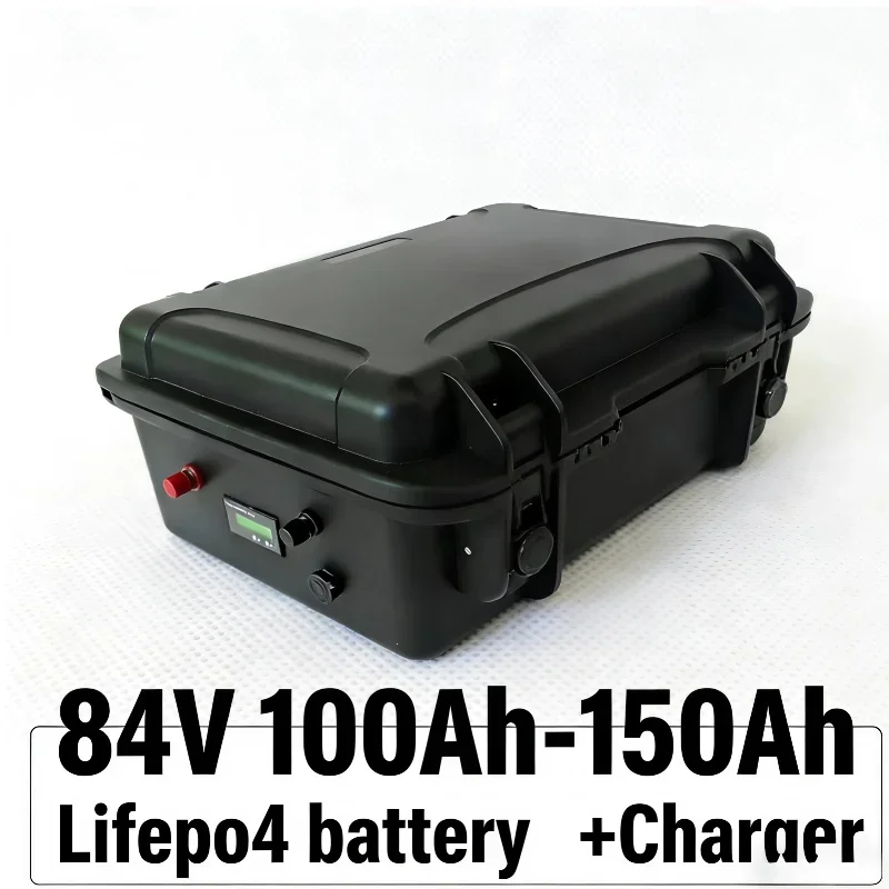 84V 100Ah-150Ah Rechargeable LiFePO4 Battery Pack 100A BMS 8000W-16000W for EV RV Motorhome Solar Panel Backup Power