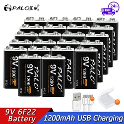 PALO Usb Charging 1200mAh 9Volt Li-ion Rechargeable Battery 6F22 9V LiIon Lithium Battery for RC Helicopter Model Microphone Toy