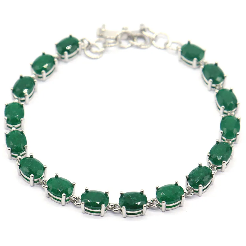 

13g Customized 925 SOLID STERLING SILVER BRACELET Real Green Emerald Real Red Ruby Blue Sapphire Ladies Present 9.0inch