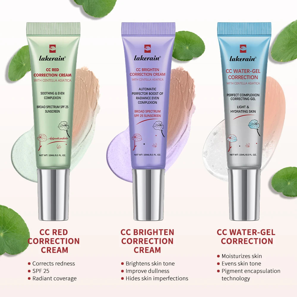 Lakerain CC Cream Color Changing Liquid Foundation High Coverage Even Skin Tone Moisturize Foundation Primer Korean Makeup