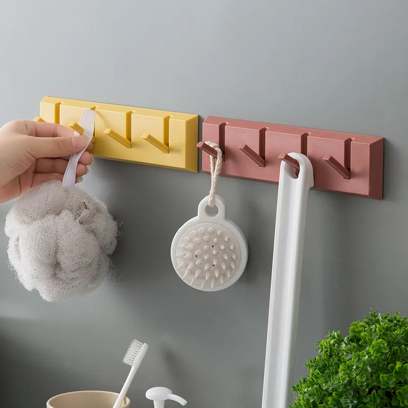 Self Adhesive Wall Door Back Hooks Wall Clothes Bag Headphone Key Hanger Kitchen Bathroom Door Towel Rustproof Shelf 4 Hooks