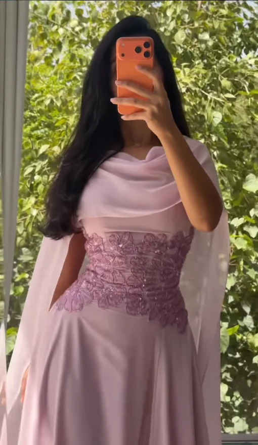 

Customized Pink Flowers Shiny Women's Formal Evening Gowns homecoming dresses Simply Chiffon Celebrity Dresses 2026