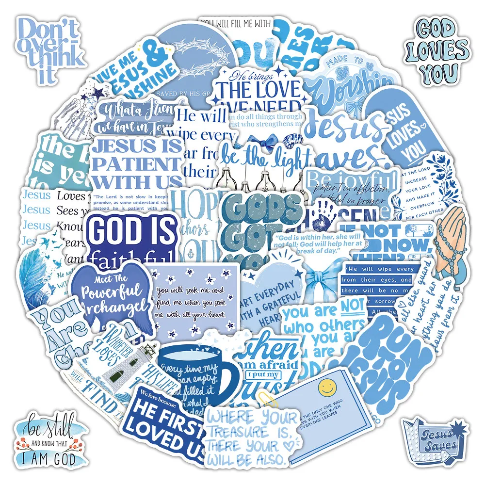 53Pcs Blue Bible Verse Stickers for Faith Journal & Diary Decoration Giajar Sticker Store