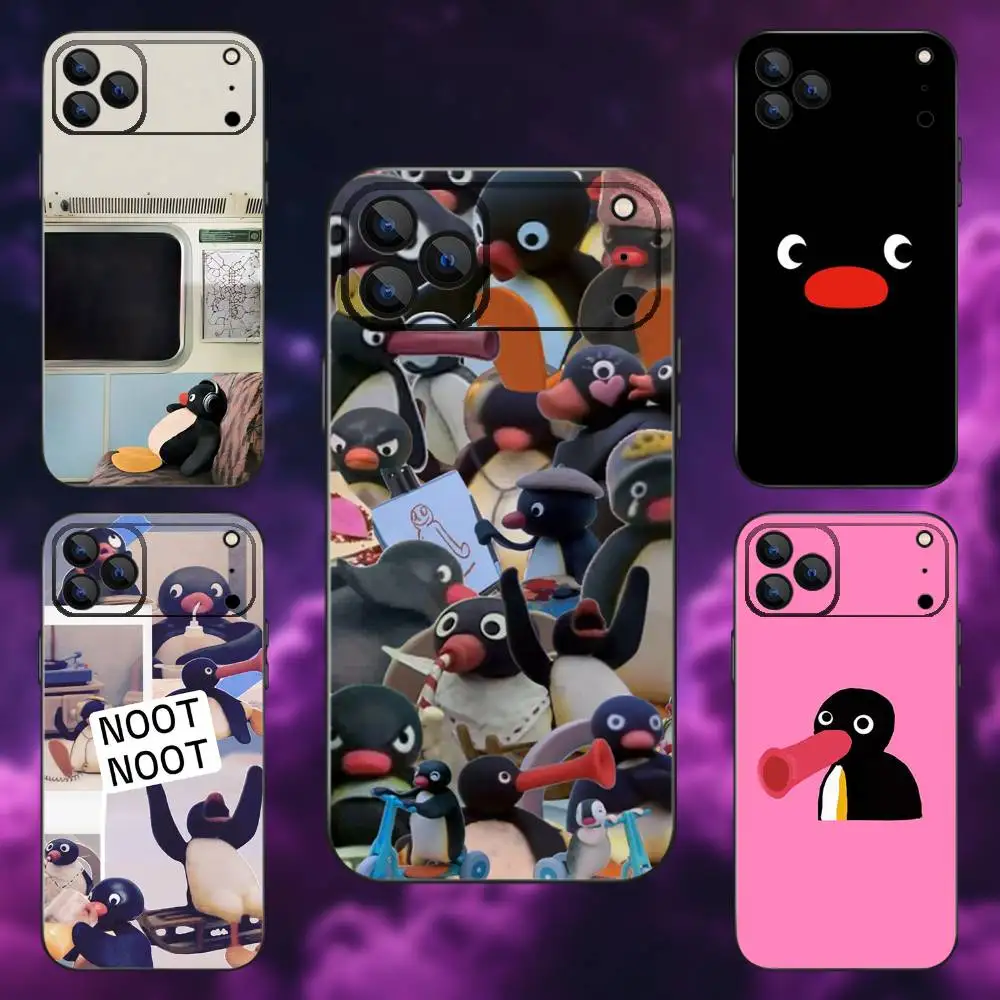 

Cute Art P-Pingu Penguin Phone Case For iPhone 17,16,15,14,13,12,Pro,Max,Plus,E,SE4,Air,Mini Black Soft Box