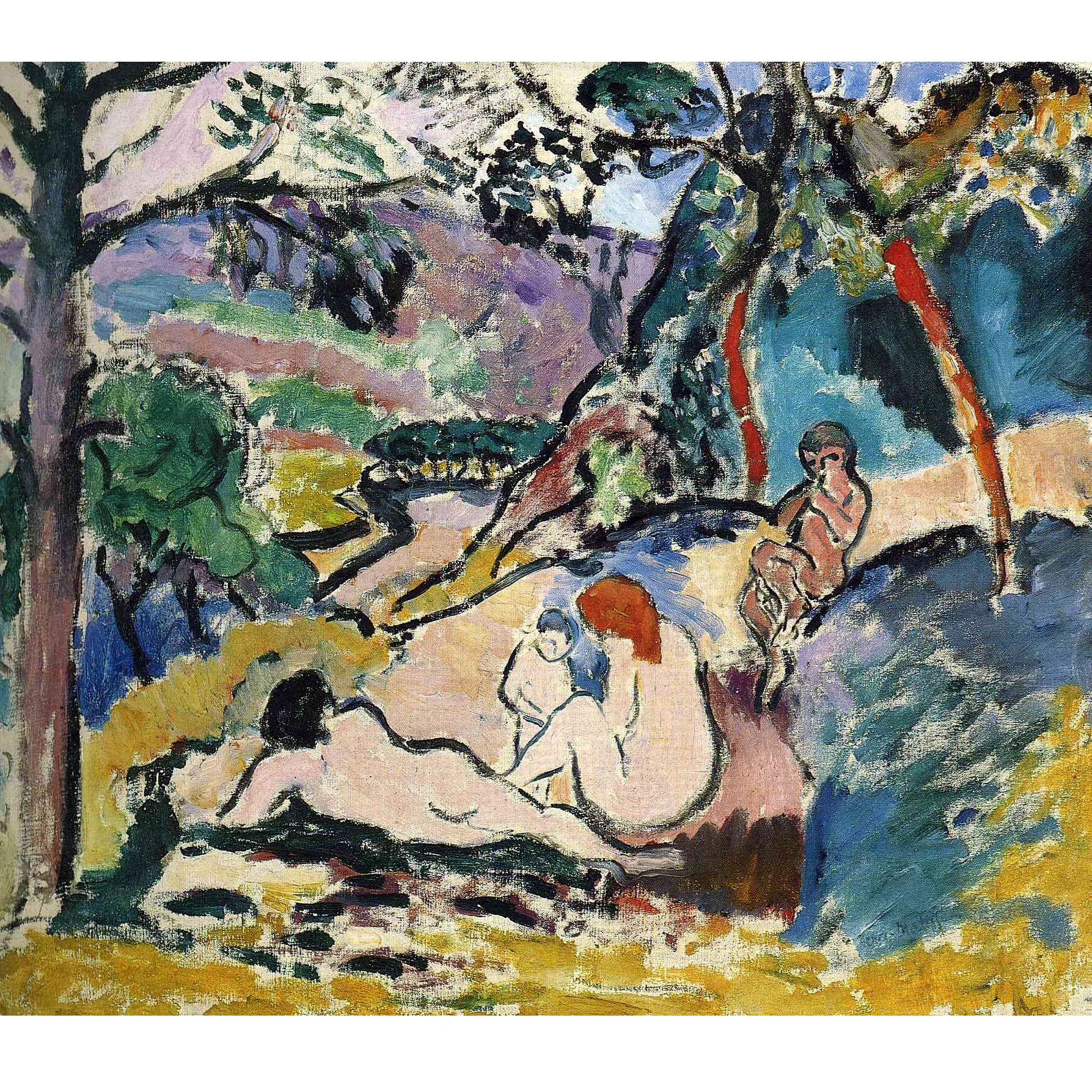 

Fauvist Style Oil Painting,Hand painted reproduction of Pastoral by Henri Matisse,Canvas wall art,Modern home decor picture
