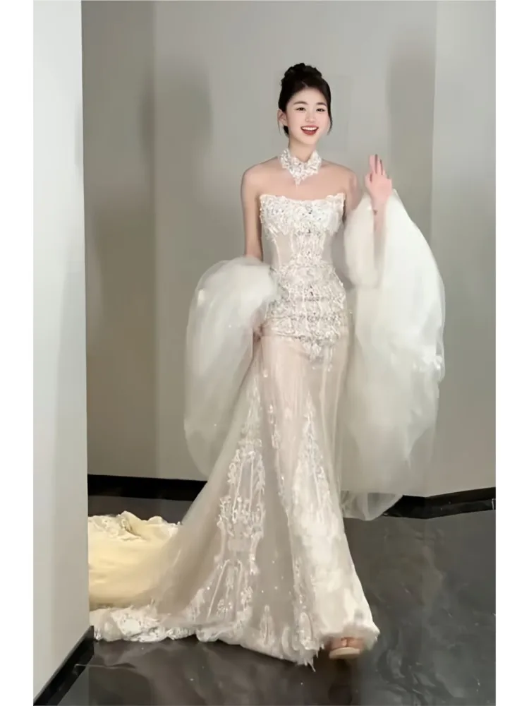 

Новое роскошное и стильное платье для путешествий без бретелек, с силуэтом «рыбий хвост».