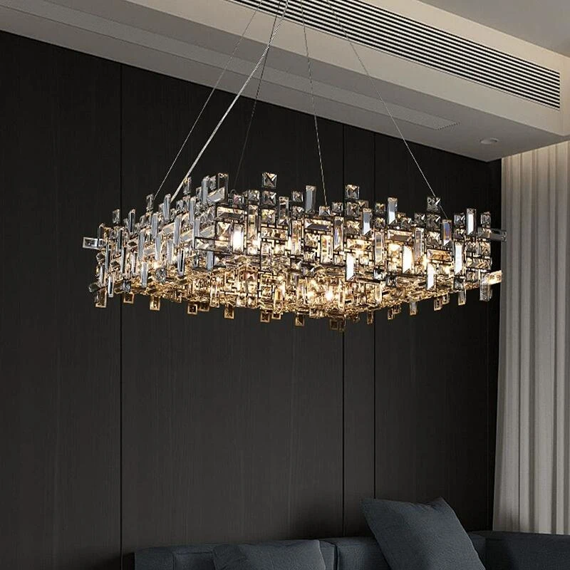 Luxury Hollowed Out Crystal Chandelier Living Room Lighting Square Villa French Restaurant Designer New Decorative Lights