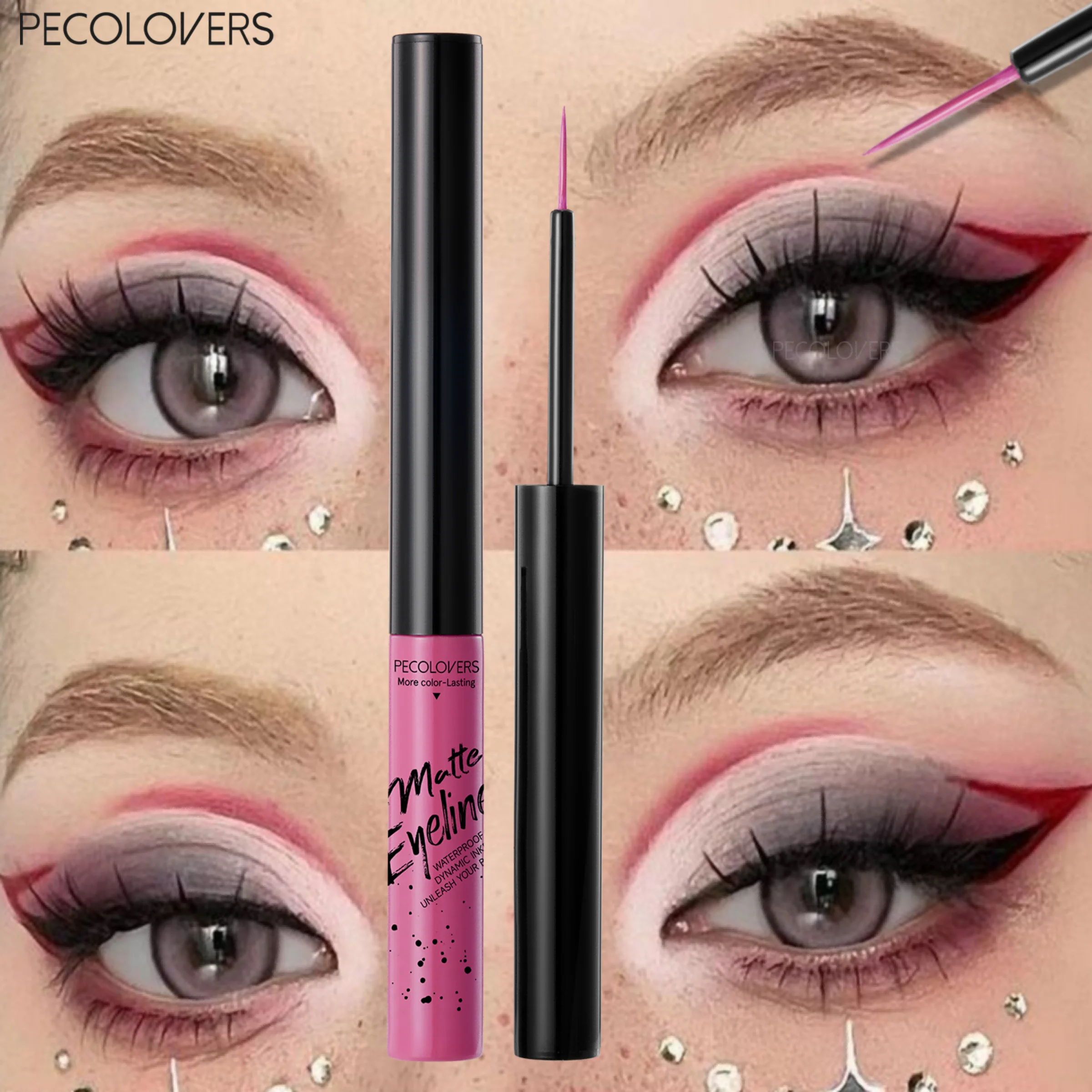 Colorful Liquid Eyeliner Ultra Fine Felt Tip Quick Dry Smudge Proof High Pigment Pastel Candy Shades Fantasy Eye Makeup