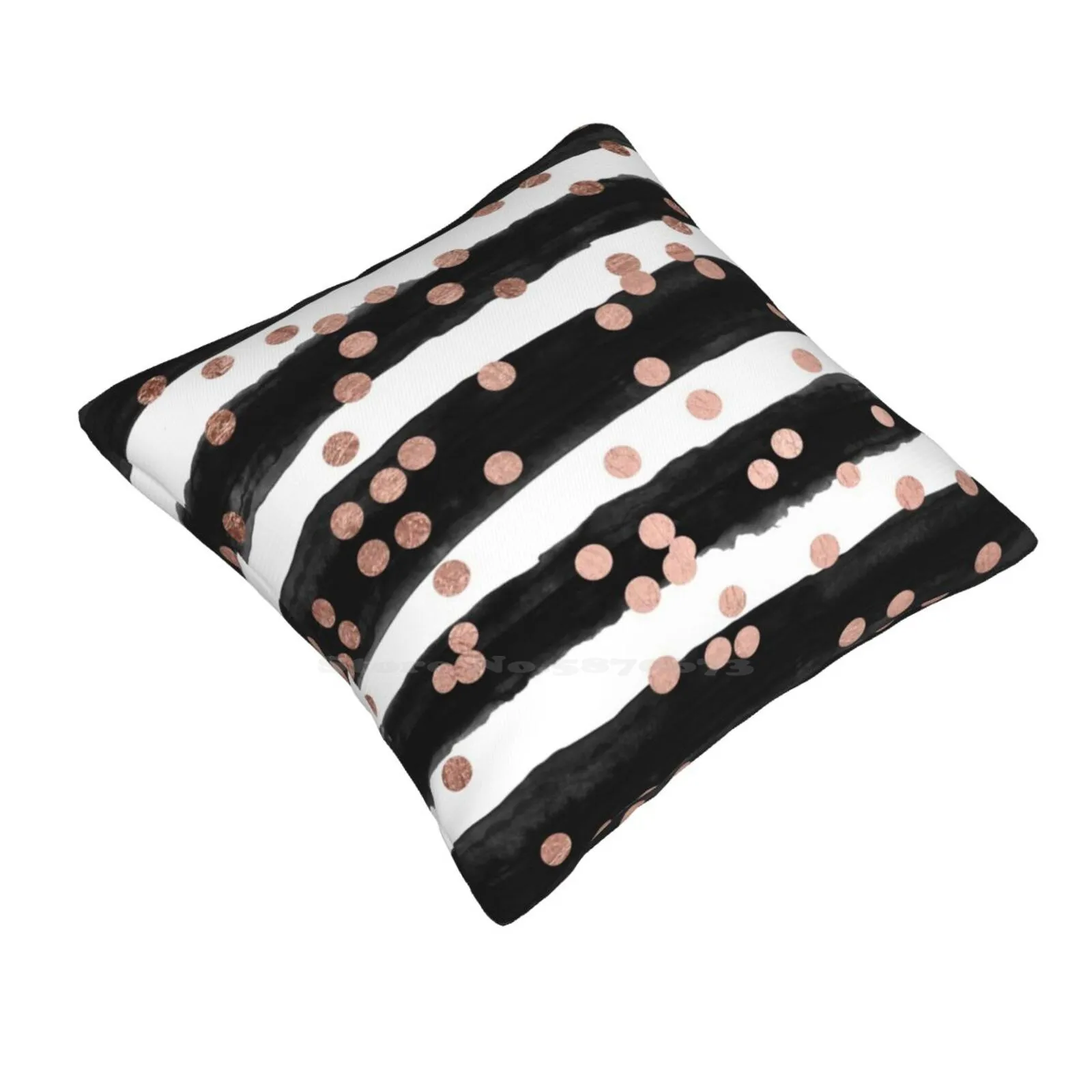 Girly Rose Gold Confetti Black Watercolor Stripes Home Sofa Car Cushion Cover Pillowcase Rose Gold Confetti Black Watercolor