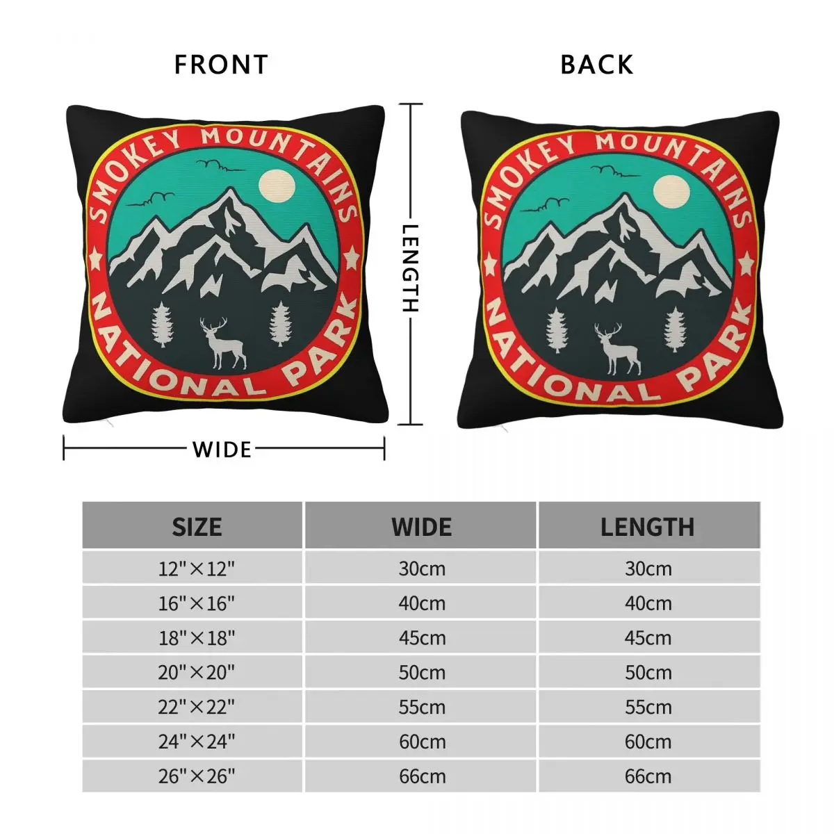 Smoky Mountains National Park Square Pillowcase Polyester Linen Velvet Printed Decorative Throw Pillow Room Cover Wholesale 18