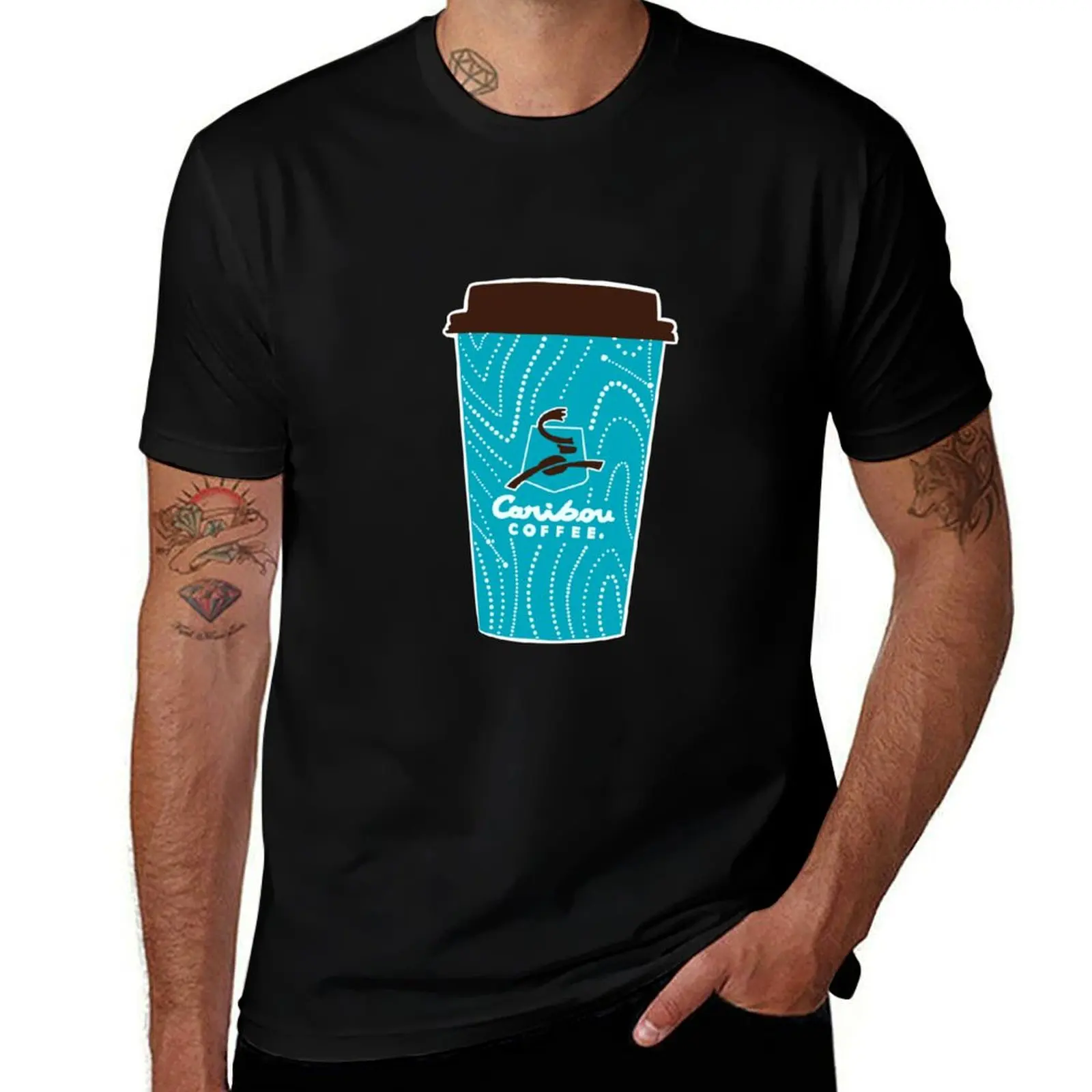 Caribou Coffee Cup T-Shirt Breathable Workout Short Sleeve Top T-Shirt