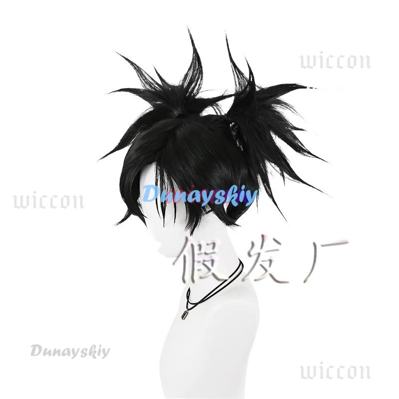 Anime Jujutsu & Kaisen Season 2 Choso Cosplay Wig Black Double Ponytail Hair Sticker Halloween Party Wig for Women Men view 3