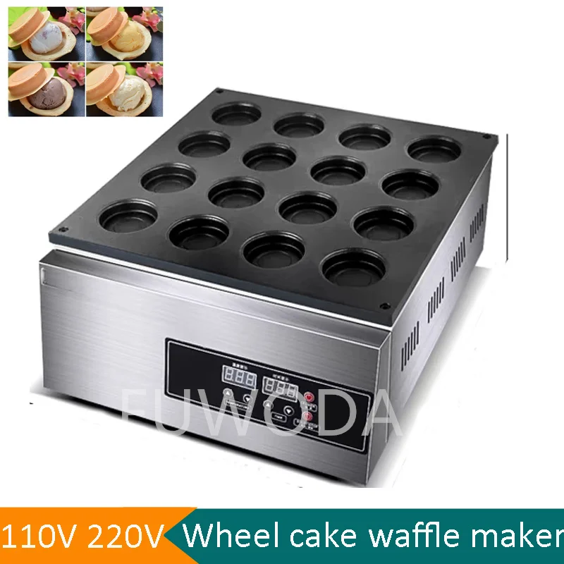 

110V 220V 16 Hole Commercial Red Bean Wheel Cake Waffle Machine Digital Egg Burger Maker Electric Nonstick Pie Making Machine