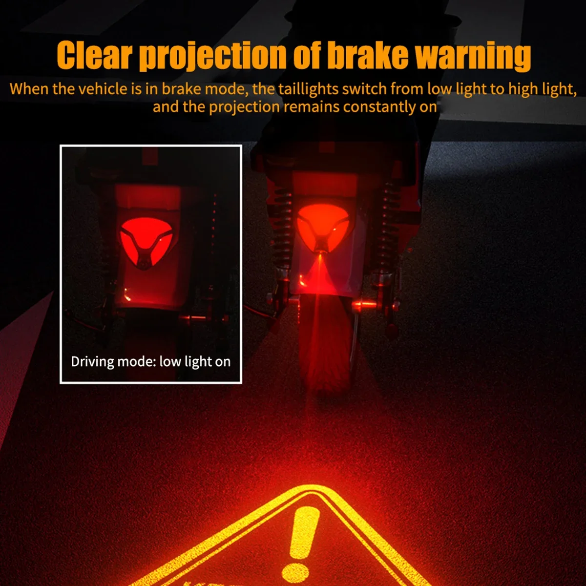 For Motorcycle 22SMD LED Brake Light Safety Warning Flash Tail Light Anti Rear End Collision Projection Cruise Lamp