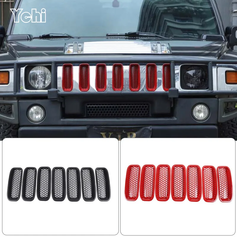 

ABS Black/Red For Hummer H2 2003-2009 Car Front Grille Insect Screen Protective Cover Decoration Modification Accessories