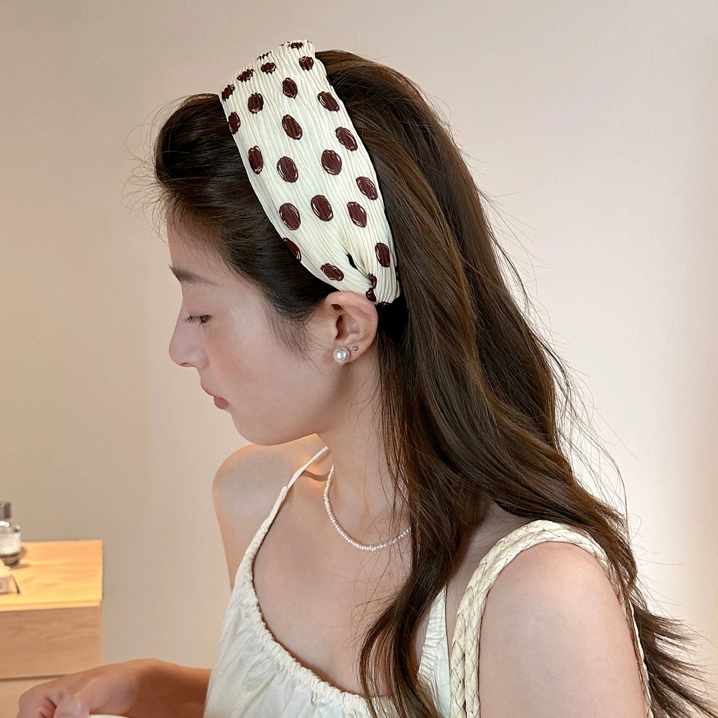Japanese and Korean Retro Wide Hair Hoop Hairbands Polka Dot Headbands for Women Wash Face Wash Makeup Headband Hair Accessories