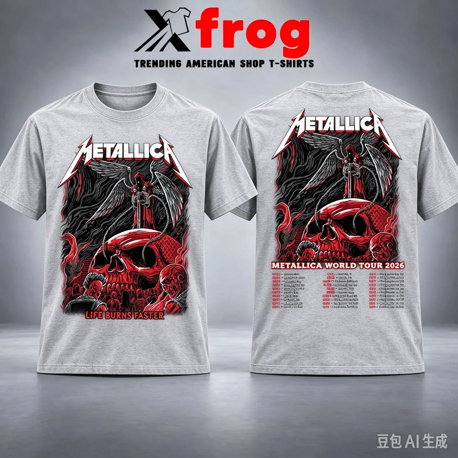 Metallica World Tour 2026 T-shirt Unisex Double Sided Print Heavy Metal Band Skull Graphic Concert Short Sleeve Tee
