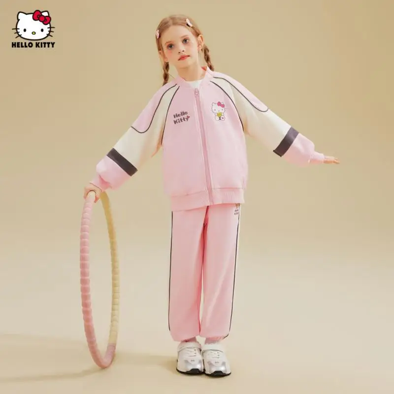 

Sanrio Hello Kitty комплект одежды для девочек весна осень детское спортивное пальто брюки комплект из двух предметов Kawaii аниме мода для отдыха новый хит продаж