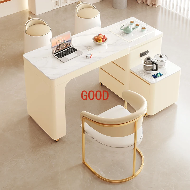 

Movable retractable rotating tea table cream wind rock slab household small tea table