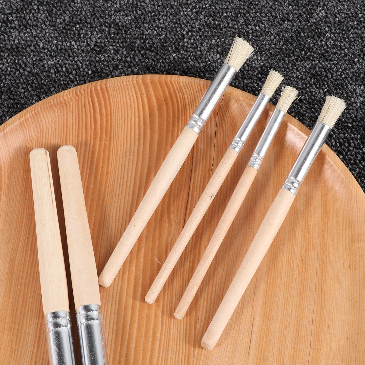 

1Set Oil Painting Brush Log Bristle Art Brush Set Durable Portable Easy Clean for Kids DIY Craft Painting Drawing Tools