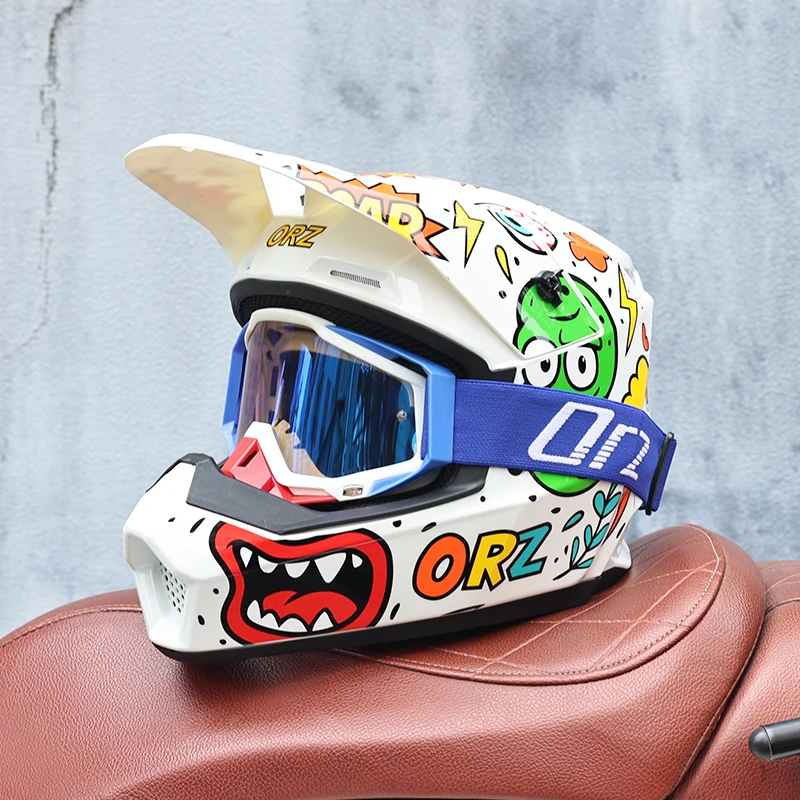 ORZ-903-Motorcycle off-road helmet, fully covered electric vehicle, pulling full helmet, mountain downhill, all season
