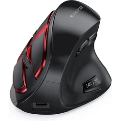 Jomaa Bluetooth+2.4G Wireless Vertical Mouse Rechargeable Quiet Click Ergonomic Mice for Laptop Computer Tablet Gaming Mouse