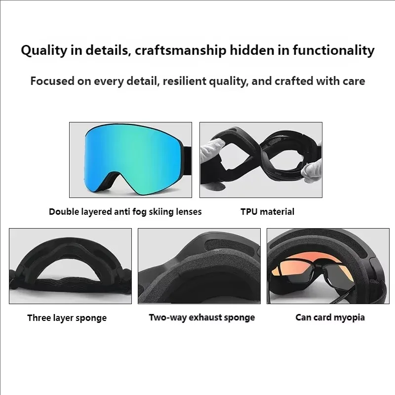 Airo Women Magnetic TPU Ski Goggles Pink UV Protection Anti-fog Snowboard Eyewear Men Winter High Definition Big Windproof