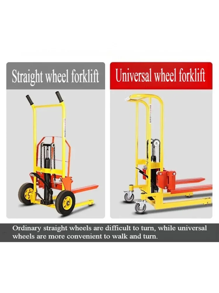 Folding mobile stacker manual forklift hydraulic transporter lifting platform truck loading and unloading