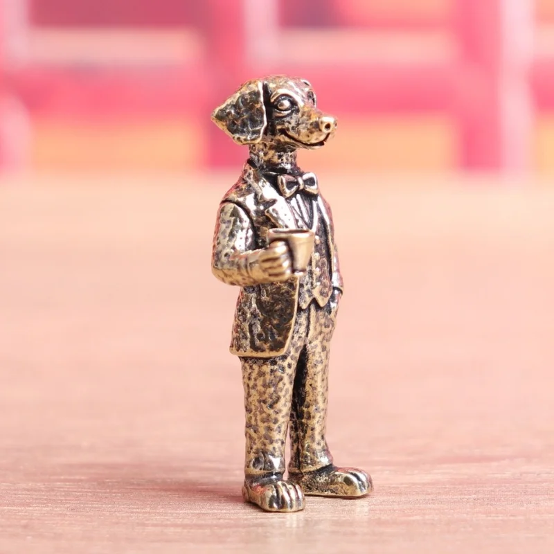 1PC Pure Brass Suit Gentleman Dog Desktop Decorative Item, Suitable For Study, Entrance Hall, Office And Hotel Decoration - view 5