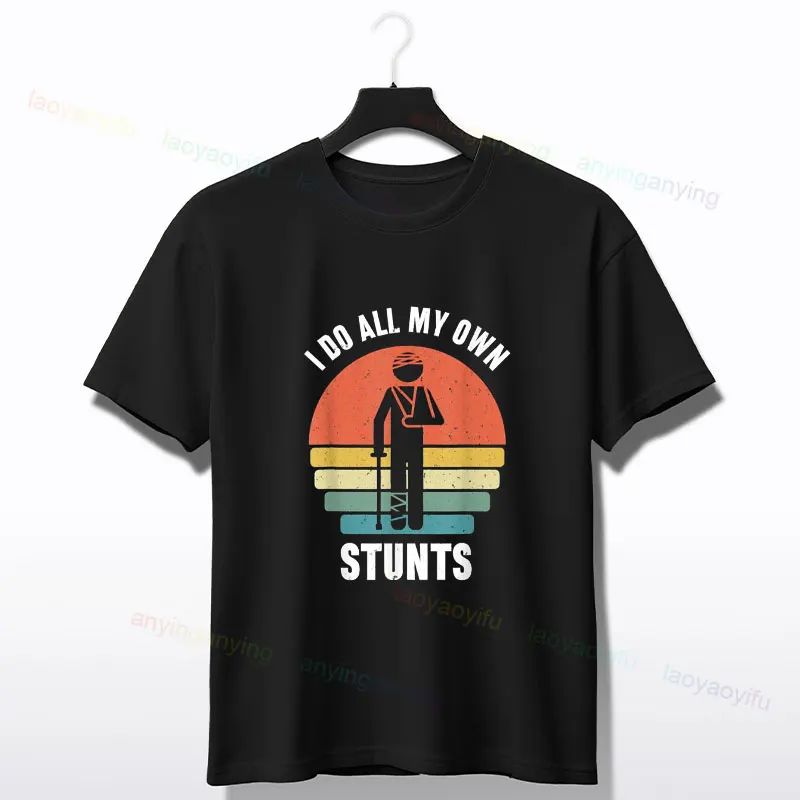 Je fais mes propres cascades puits blessure drôle main poignet T-Shirt à la mode à manches courtes col rond pur coton Humor Style T-Shirt Streetwear