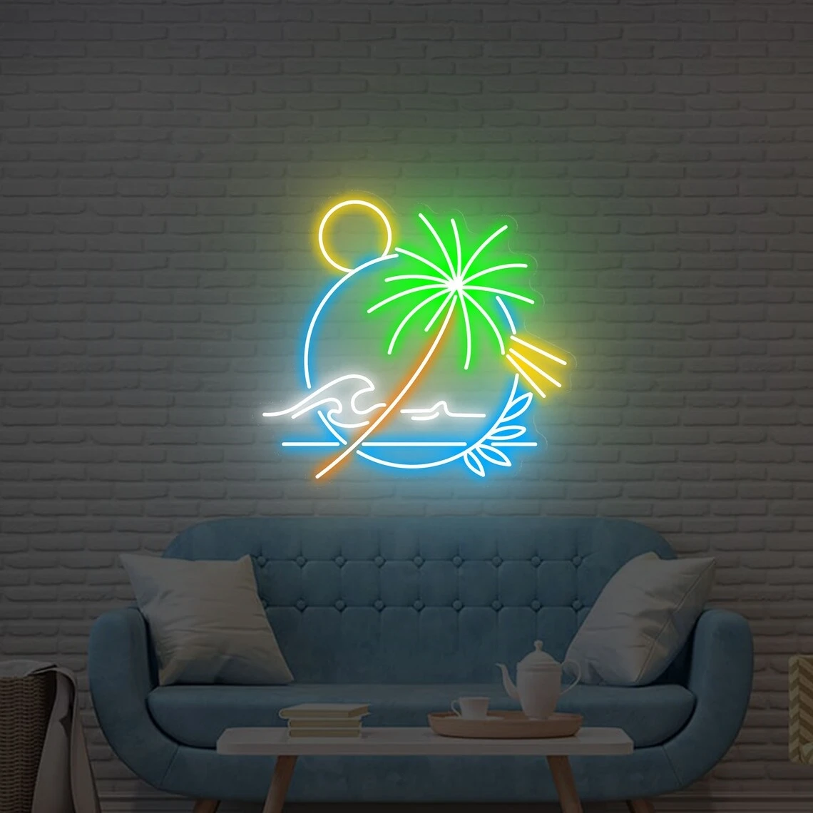 Palm Tree Wall Art Wave Wall Art Neon Sign Neon Sign Kid's Room Neon Light  Neon Sign Bedroom Game Room Sign