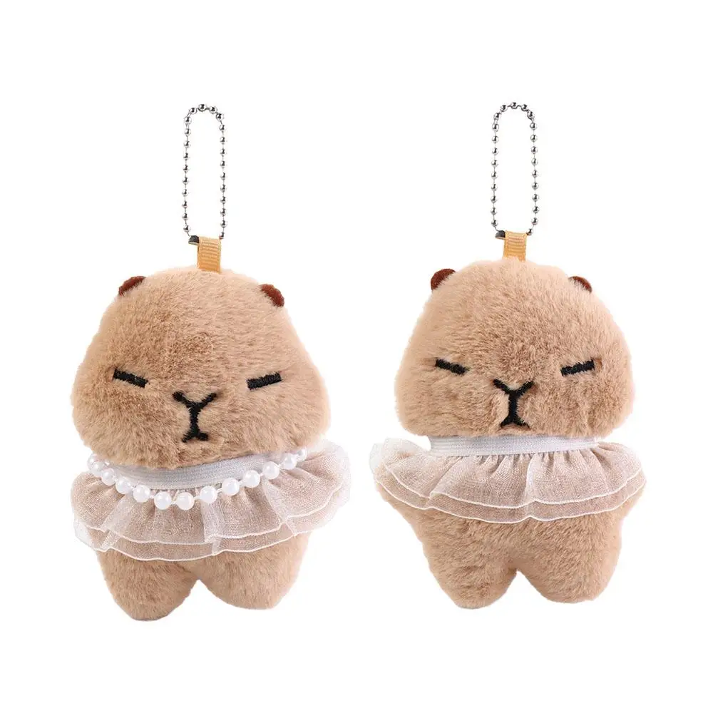 Lovely Cartoon Tutu Capybara Keychain Plush Stuffed Toys Plush Doll Keychain Soft Guinea Pig Pendant Couple