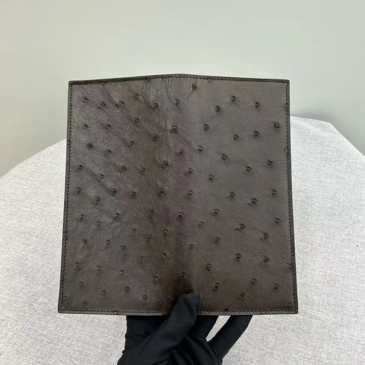 2027 New Fashion Business Men's Ostrich Skin Genuine Leather Wallets Long Organizer Wallet Boy Brand Luxury Card Holder Purse
