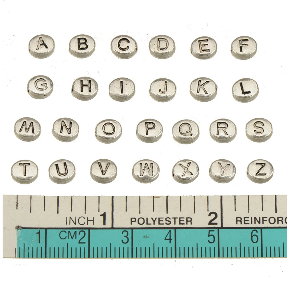 Alphabet Beads Charms Handicraft DIY  Letter 26 Full A B Flat 6mm 100pcs Alloy Ornaments Jewelry Findings Wholesales