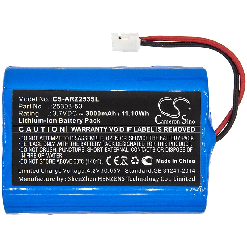 Li-ion Equipment, Survey, Test Battery for Argos,3.7v,3000mAh,Omega Zen pipette controllers,25303-53