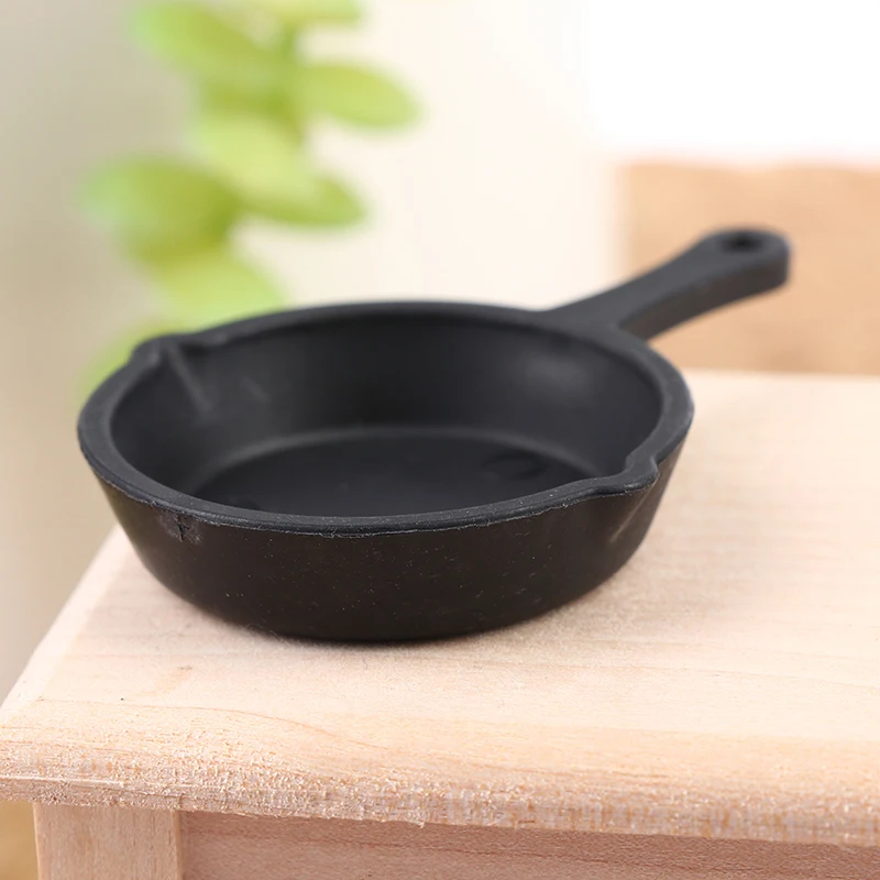2Pcs/set Dollhouse Miniature Frying Pan Model 1:12 Mini Simulation Kitchen Utensil Pans Doll House Decor Accessories