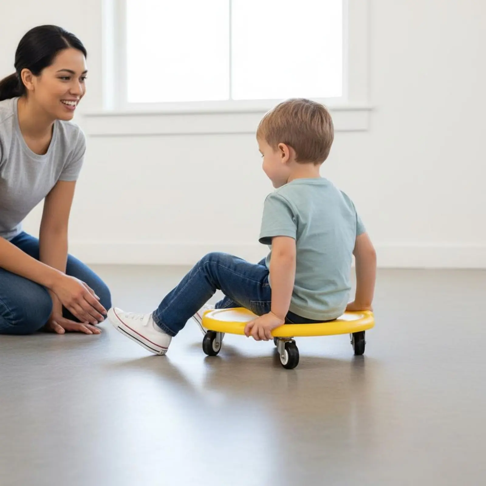 

Round Scooter Board Stable Design Four Wheel Scoot Board Children Balance Scooter Lightweight 360° Swivel Wheels for Children