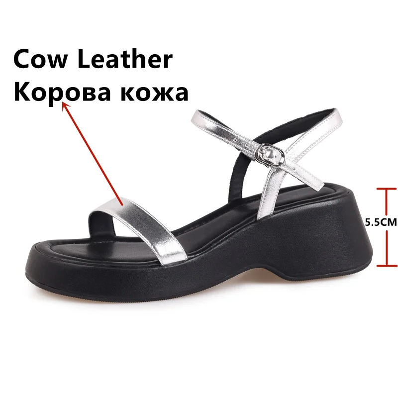 FEDONAS Leisure Platforms Women Sandals Ankle Strap Concise Genuine Leather Comfortable Working Casual Shoes Woman Pumps Summer