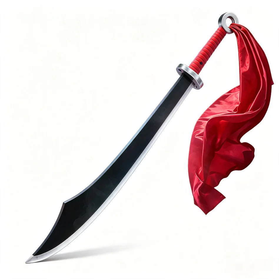 LED Glowing Big Sword Toy Large Size Colorful Light Effect with Red Ribbon Kids Role play Halloween Party Cosplay Accessory