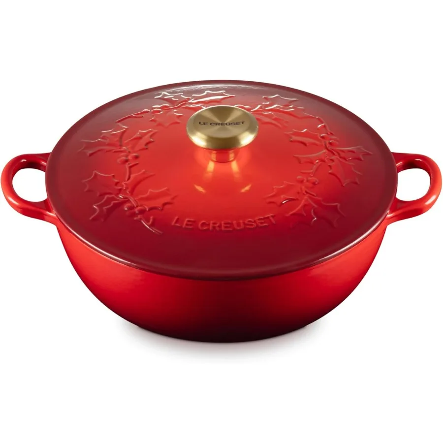 

Enameled Cast Iron Holly Collection Soup Pot, 4.5 qt., Cerise with Gold Knob