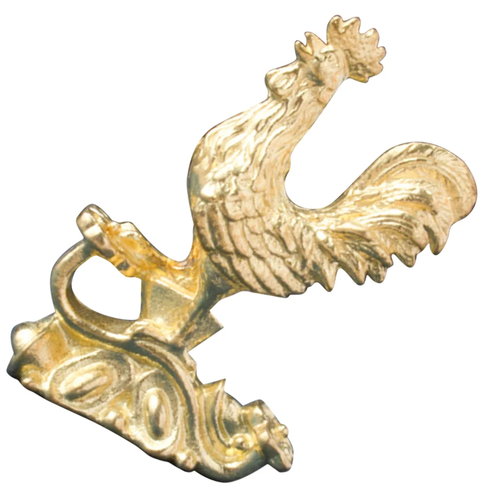 Figurine Chinese Brass Rooster Ornaments Yuanbao Chicken Statues for Home Decor Step on Goldendoodle