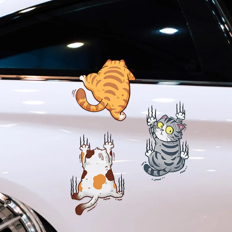 3 Buah Aksesoris Stiker Mobil Kucing Peliharaan Yang Lucu Dekorasi Stiker Bodi Mobil Yang Kreatif