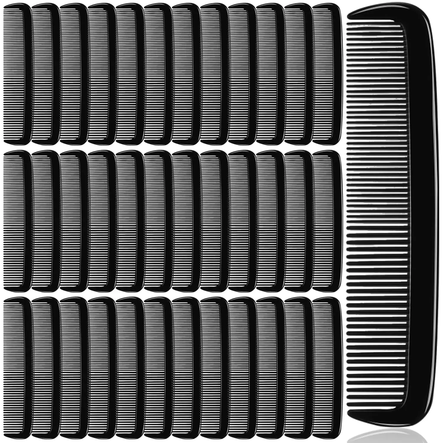 

500 штук пластиковых карманных расчесок оптом, 5 дюймов, с мелкими зубьями, для волос и путешествий, черные