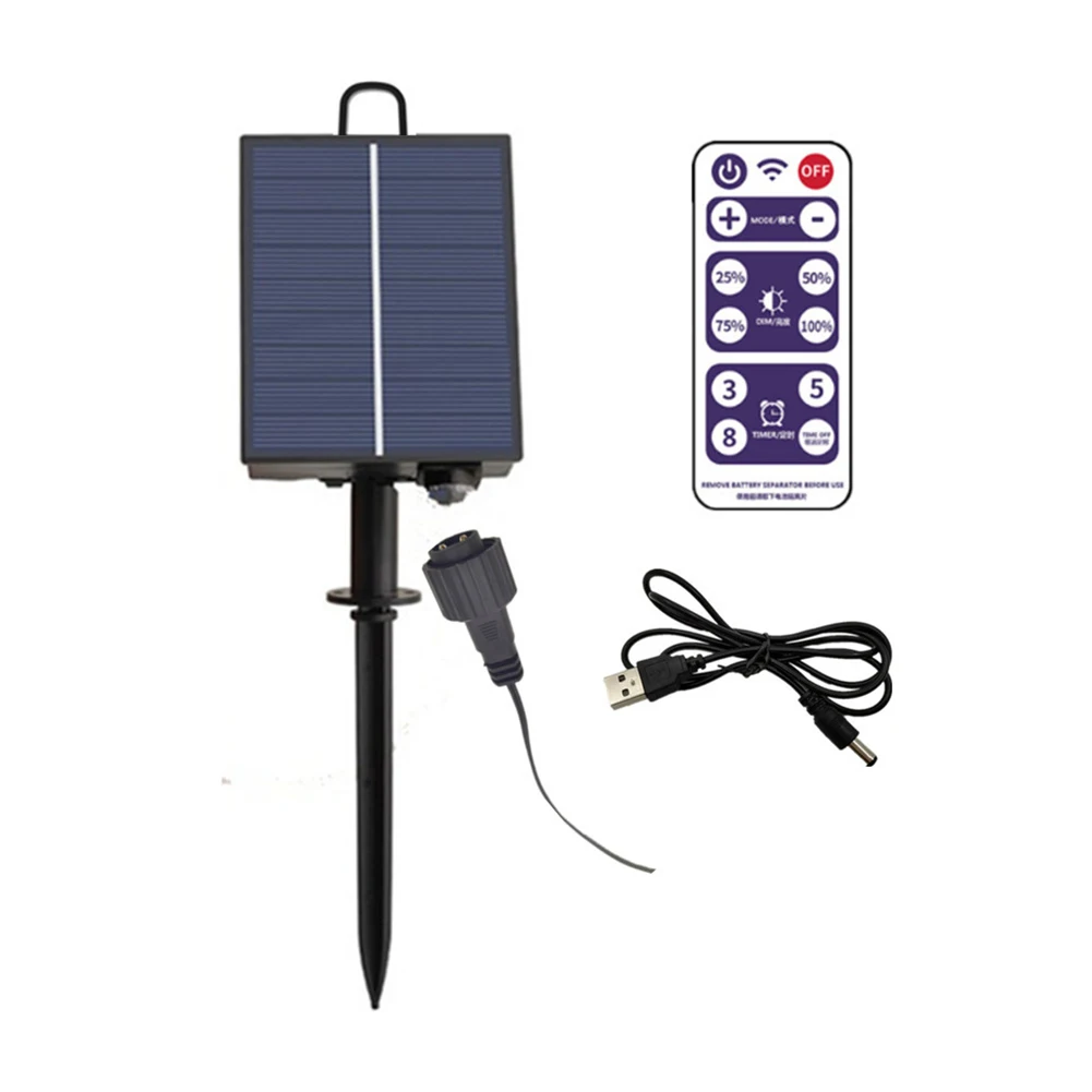 Controlador de painel solar com controle remoto para jardim de Natal LED String Light de cobre para decoração de jardim ao ar livre