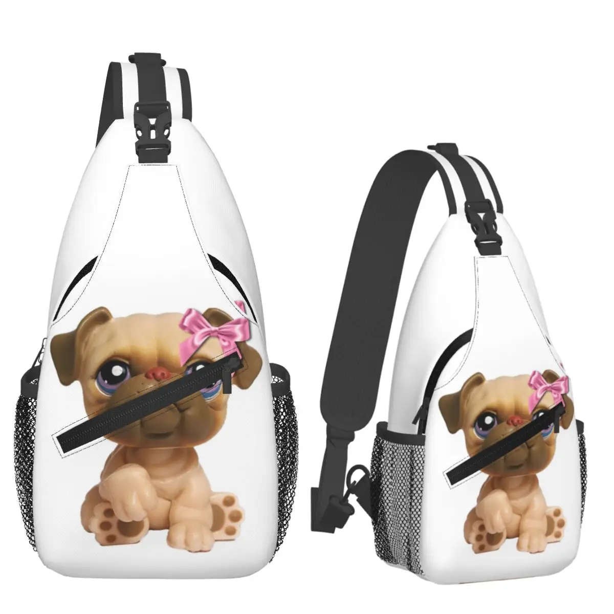 Coquette Littlest Pet Shop LPS Bulldog 451 Chest Bag Men Sling Crossbody Backpack Chest Bag Travel Hiking Daypack Shoulder Bag