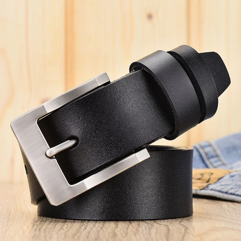 Vintage Luxury Handmade Leather Copper Buckle Man's Belt Cinturon Gotico Cowhide Retro All-match Casual Jeans Soft Belt ABC