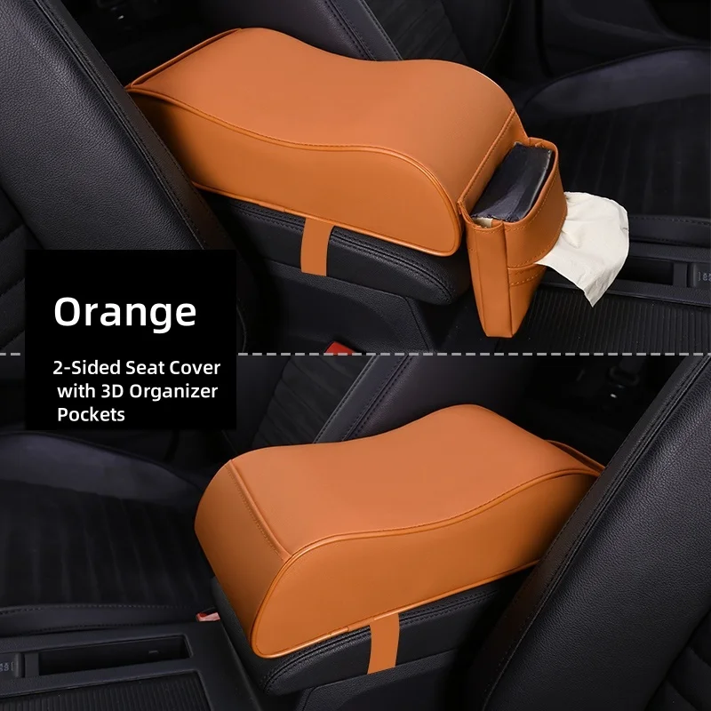 PU lederen auto armsteun middenconsole ergonomische curve vorm tissuezak opbergruimte auto-interieur geschenken