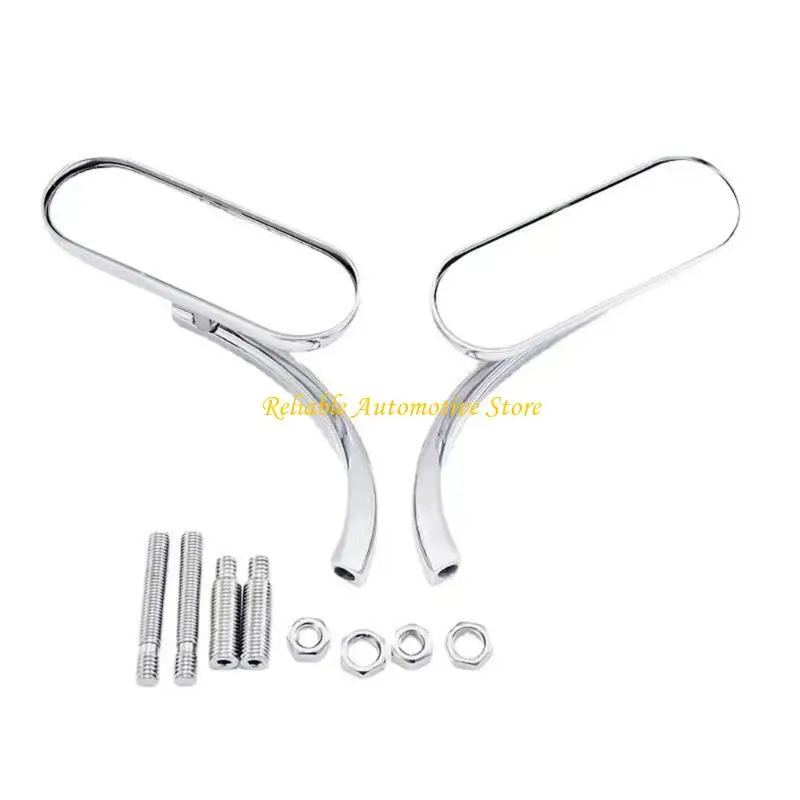 M68B Curved Stem Motorcycle Mirror Set 8 for Everyday Rearward Viewing